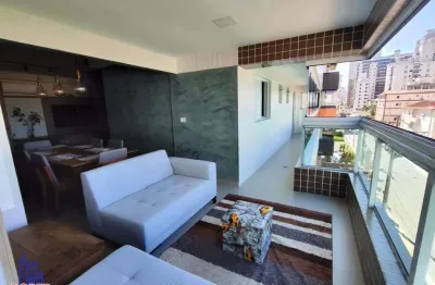 Excelente apartamento mobiliado com 118 m²/3 suites/2 vagas/ varanda gormet á venda no boqueirão, praia grande