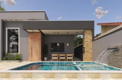 Casa com piscina, 2 quartos e área gourmet em itanhaém.