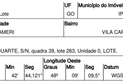 Oportunidade Única em IPAMERI - GO | Tipo: Terreno | Negociação: Venda Direta Online  | Situação: Imóvel