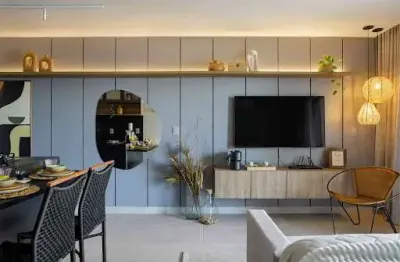 Apartamento porteira fechada de 45m² com 01 quarto + varanda à 200m do mar no jardim oceania