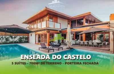 Mansão de luxo à venda, enseada do castelo, praia do forte 618m², 5 suítes, piscina, área gourmet, porteira fechada r$ 9.500.000,00