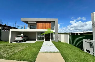 Casa nascente à venda em alphaville litoral norte 3, 469,39m², 3 suítes, piscina, área gourmet, pé direito duplo, nascente, conforto e segurança.