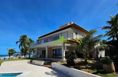 Casa alto padrão, frente mar em busca vida, 683m², 10 suítes, piscina, espaço gourmet, 6 vagas, imóvel exclusivo no litoral norte da bahia