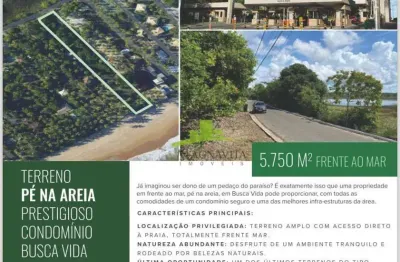 Terreno frente mar à venda em busca vida, 5.750m² no litoral norte. camaçari. últimos lotes com acesso direto à praia. oportunidade única!