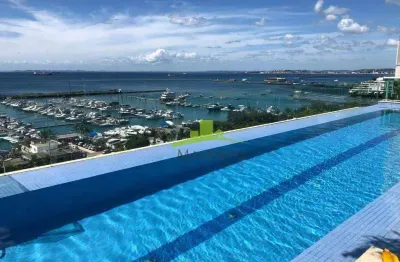Apartamento exclusivo de luxo à venda no cloc marina residence, 68m², 1 quarto, vista mar. piscina com borda infinita com vista para o mar, comércio