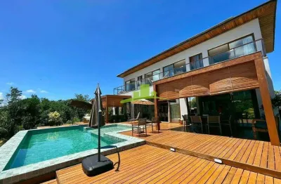 Casa de alto padrão à venda no condomínio praia bella, praia do forte, 5 suítes, espaço gourmet, piscina e área verde. litoral norte. r$ 4.190.000,00