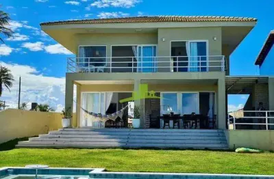 Casa de luxo, pé na areia à venda, aldeias de jacuípe, 310m², frente mar, 4 suítes, piscina, espaço gourmet, panorâmica, litoral norte r$ 3.500.000,00