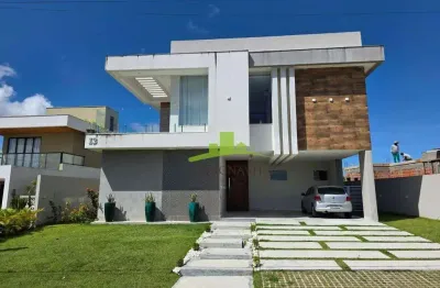 Alphaville litoral norte 3 | casa à venda, 404m², 4 suítes, energia solar, piscina com hidro, gourmet, escritório. alto padrão. elegância e conforto!