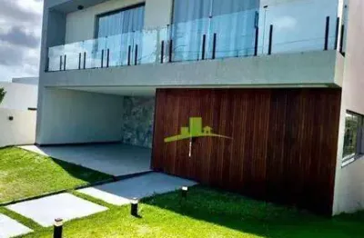 Alphaville litoral norte 1, casa mobiliada à venda 250m², 4 suítes, piscina, gourmet, energia solar – porteira fechada. alto padrão e sustentabilidade