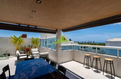 Cobertura duplex à venda no alpha park, alphaville salvador i, 144m², 3 quartos, 2 suítes, terraço gourmet, vista mar. alto padrão e lazer completo