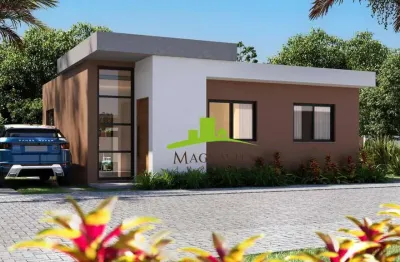 Lançamento line by dena. condomínio casas individuais, abrantes, 81m², 3 quartos, 1 suíte, garden privativo, fachada moderna, clube com 2.200m² lazer