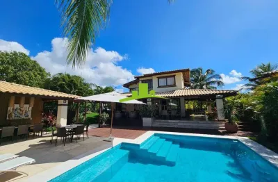Reserva imbassaí. casa de praia à venda no alto das bromélias, 453m², 4 suítes, piscina privativa, espaço gourmet, porteira fechada. litoral norte