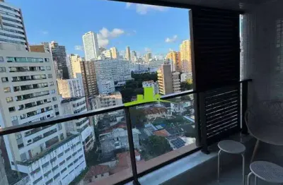 Zn barra. studio moderno à venda, 22m², varanda, nascente, mobiliado, vista livre, infraestrutura rooftop. alto padrão. próximo farol da barra