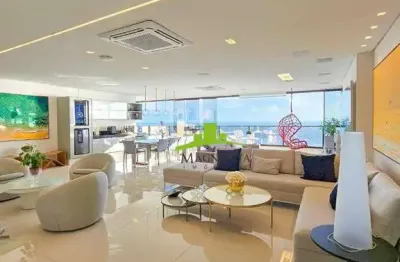 Mansão baiano de tênis. apartamento de luxo à venda, 305m², 4 suítes, 5 vagas, vista mar, andar alto, alto padrão em salvador, frente mar, exclusivo.