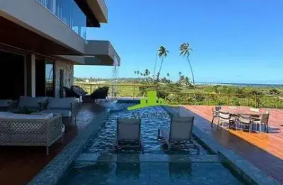 Alphaville guarajuba. casa de luxo à venda frente mar, 8 suítes, 615m², piscina com borda infinita, alto luxo, mobiliada, porteira fechada.