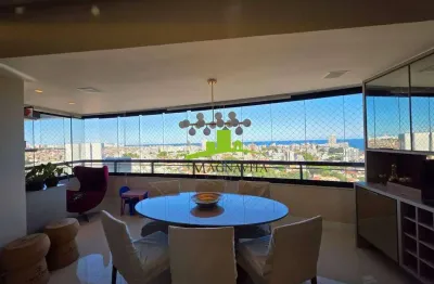 Mansão prof. estácio gonzaga. apartamento alto padrão à venda 195m², 3 suítes, gabinete, vista mar, andar alto. decorado. 4 vagas. porteira fechada