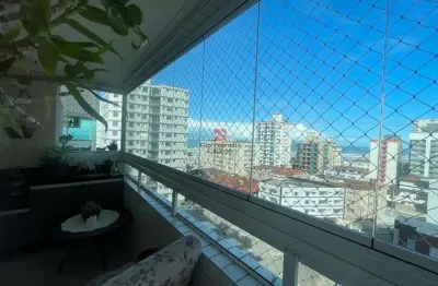 Apartamento com vista mar e sacada gourmet na tupi em praia grande/sp