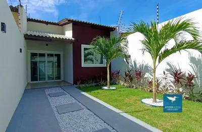 Casa plana em rua pública no bairro encantada em eusébio próximo a estrada do fio, 03 quartos, sendo 02 suítes, 80m2, 02 vagas