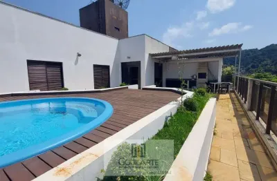 Cobertura penthouse, 5 dormitórios sendo 1 suíte, área gourmet com piscina, na praia da enseada - guarujásp.