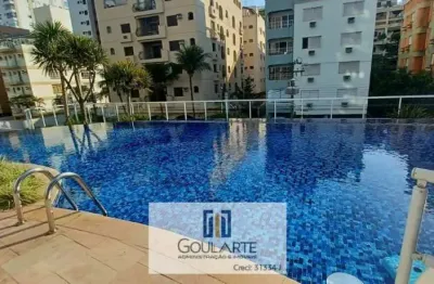 Apartamento com sacada gourmet e vista do mar, 3 dormitórios sendo 1 suíte,  lazer completo no condomínio, lado praia enseada-guarujá/sp