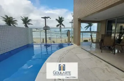 Apartamento alto padrão, sacada vista lateral mar, 3 dormitórios sendo 1 suíte, lazer completo no condomínio frente mar, astúrias - guarujá/sp.