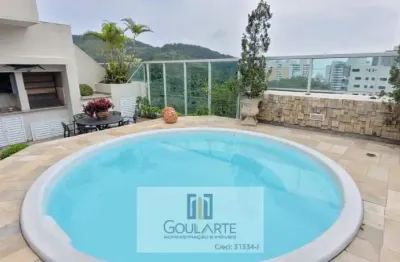 Cobertura duplex com 3 suítes climatizadas, terraço com piscina, churrasqueira e vista mar praia da astúrias-guarujá/sp.
