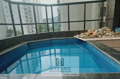 Apartamento duplex com 4 dormitórios sendo 3 suítes + suíte de serviço, sacada e piscina privativa  na praia da pitangueiras-guarujá/sp.
