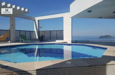Cobertura duplex vista total para o oceano na praia das astúrias no guarujá/sp