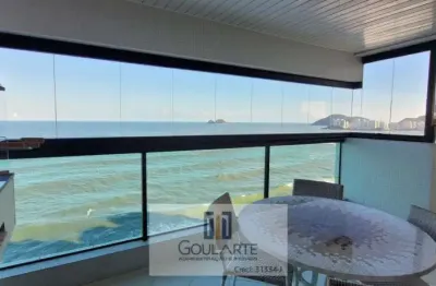 Apartamento alto padrão com sacada gourmet e vista total para o mar, 3 suítes climatizadas, lazer completo no condomínio, pitangueiras - guarujá/sp.
