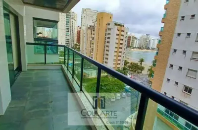 Apartamento alto padrão com 3 dormitórios sendo 1 suíte + dormitório de serviço, lazer no condomínio e vista lateral do mar na praia da pitangueiras-guarujá/sp.
