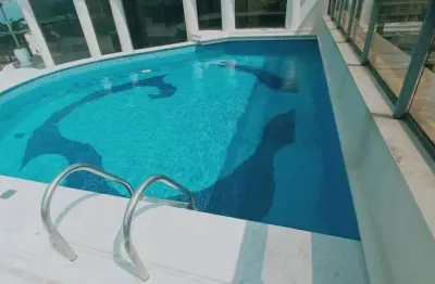 Apartamento cobertura duplex com 5 suítes + suíte de serviço, terraço com piscina, área gourmet vista mar e lazer no condomínio na praia da enseada-guarujá/sp.