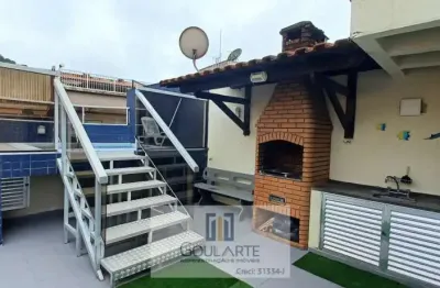 Apartamento cobertura duplex com 3dormitórios sendo 1 suíte + suíte de serviço, sacada gourmet, churrasqueira e piscina lado morro na praia da enseada-guarujá/sp.