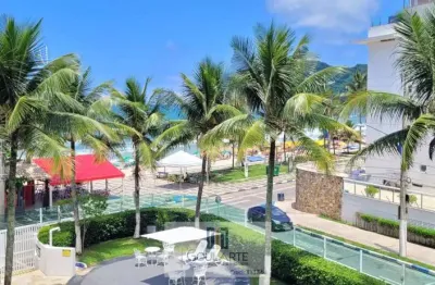 Apartamento alto padrão frente mar, 2 suítes, vista mar na praia do tombo - guarujá/sp.