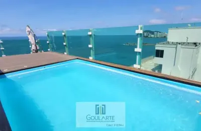 Cobertura penthouse com 3 suítes climatizadas, piscina privativa com vista mar, churrasqueira e sauna - pitangueiras - guarujá/sp.