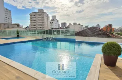 Apartamento alto padrão com sacada vista parcial mar, 3 dormitórios sendo 1 suíte, lazer completo no condomínio, na praia das astúrias -guarujá/sp.