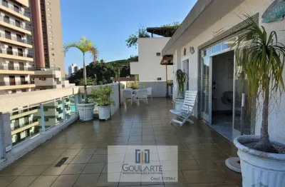 Cobertura penthouse, 4 suítes climatizadas e área gourmet, lado praia da enseada-guarujá/sp.