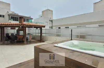 Cobertura duplex, 2 dormitórios sendo 1 suíte, área gourmet com jacuzzi, na praia da  enseada - guarujá/sp.