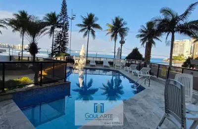 Apartamento com sacada gourmet e vista lateral mar, 4 dormitórios sendo 2 suítes, condomínio frente mar na praia da  astúrias-guarujá/sp.