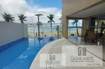 Apartamento alto padrão com 3 dormitórios sendo 1 suíte, lazer no condomínio e sacada gourmet envidraçada vista mar na praia das astúrias-guarujá/sp