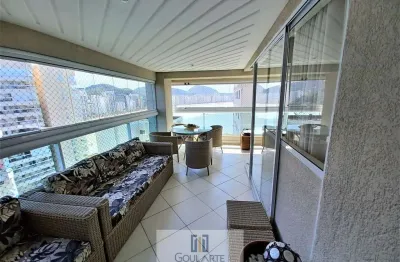 Apartamento com sacada gourmet e vista mar,4 suítes, condomínio frente mar com lazer , asturias-guarujá/sp