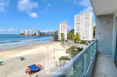 Apartamento alto padrão com acesso a sacada frente mar, 3 dormitórios sendo 1 dormitório de serviço na praia das pitangueiras - guarujá sp.