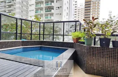 Apartamento duplex com 5 dormitórios sendo 3 suítes climatizadas + suíte de serviço, sacada gourmet e hidromassagem privativa na praia da pitangueiras-guarujá/sp.