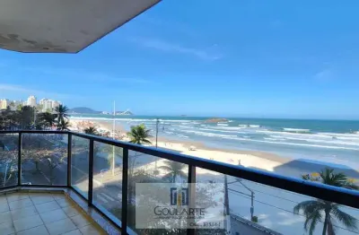 Apartamento alto padrão com elevador privativo, 4 dormitórios sendo 2 suítes com vista mar + 1 dormitório de serviço, sala 3 ambientes com acesso a sacada vista mar, na praia das pitangueiras- guarujá