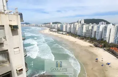 Apartamento alto padrão com sacada vista mar, 4 dormitórios climatizados sendo 1 suíte + 1 dormitório de serviço, na praia da pitangueiras - guarujá/sp.