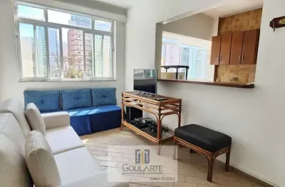 Apartamento com vista parcial do mar, 1 dormitório amplo na praia das astúrias - guarujá/sp