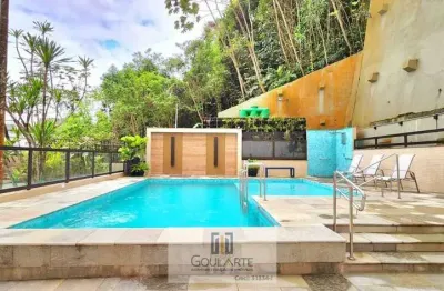 Apartamento alto padrão com acesso a sacada, 3 dormitórios climatizados sendo 1 suíte + dormitório de serviço, lazer no condomínio - pitangueiras-guarujá/sp.