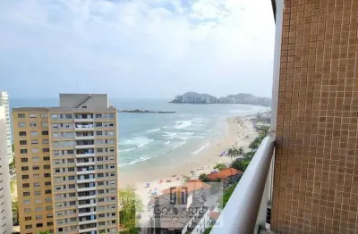 Apartamento alto padrão com acesso a sacada vista mar, 2 dormitórios sendo 1 suíte + dormitório de serviço, lazer no condomínio, à 50m da praia das pitangueiras-guarujá/sp
