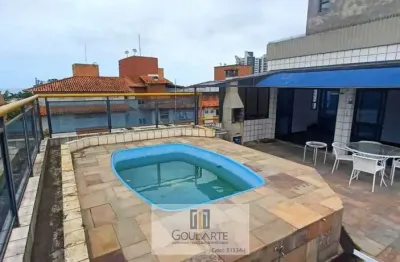 Cobertura alto padrão com sacada gourmet e vista parcial do mar, com lazer no condomínio e 2 dormitórios sendo 1 suíte, lado praia da enseada - guarujá/sp.