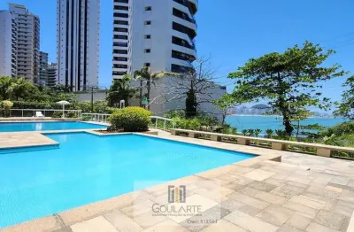 Apartamento cobertura com sacada gourmet, piscina e vista mar, 3 suítes climatizadas, lazer no condomínio na praia da astúrias-guarujá/sp.