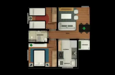 Apartamento garden à venda no latour com 2 quartos e 45m²